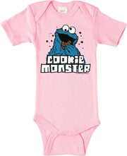 Sesamstraat Koekiemonster Logoshirt baby romper roze - Logoshirt - 50/56