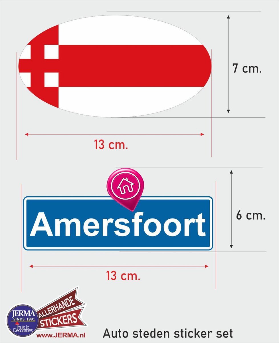 Amersfoort steden vlaggen auto stickers set van 2 stickers