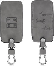 kwmobile autosleutelhoes voor Renault 4-knops Smartkey autosleutel (alleen Keyless Go) - beschermhoes van imitatieleer - Live Laugh Love design - grijs