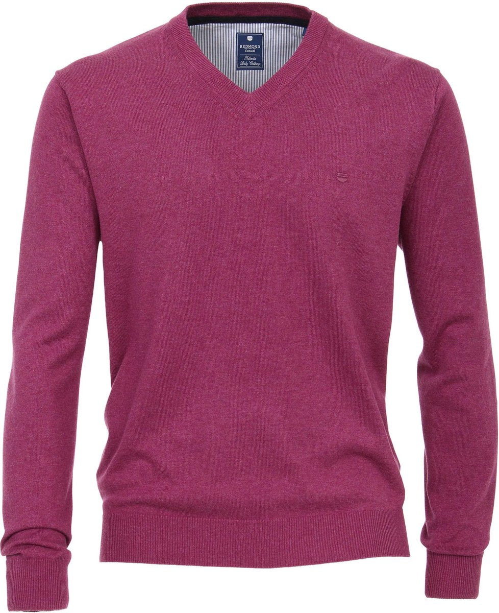 Redmond heren trui katoen - V-hals - donker roze -  Maat: 6XL
