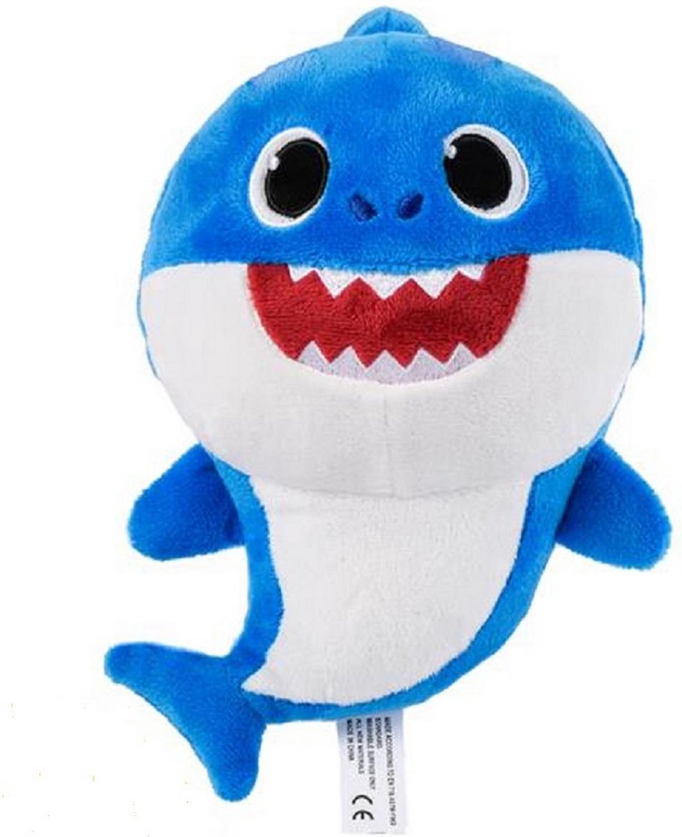 Baby Shark Ecopluche Daddy Shark Knuffel 20 cm Blauw