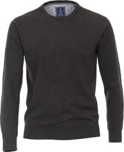 Redmond heren trui katoen - O-hals - antraciet grijs melange -  Maat: 4XL