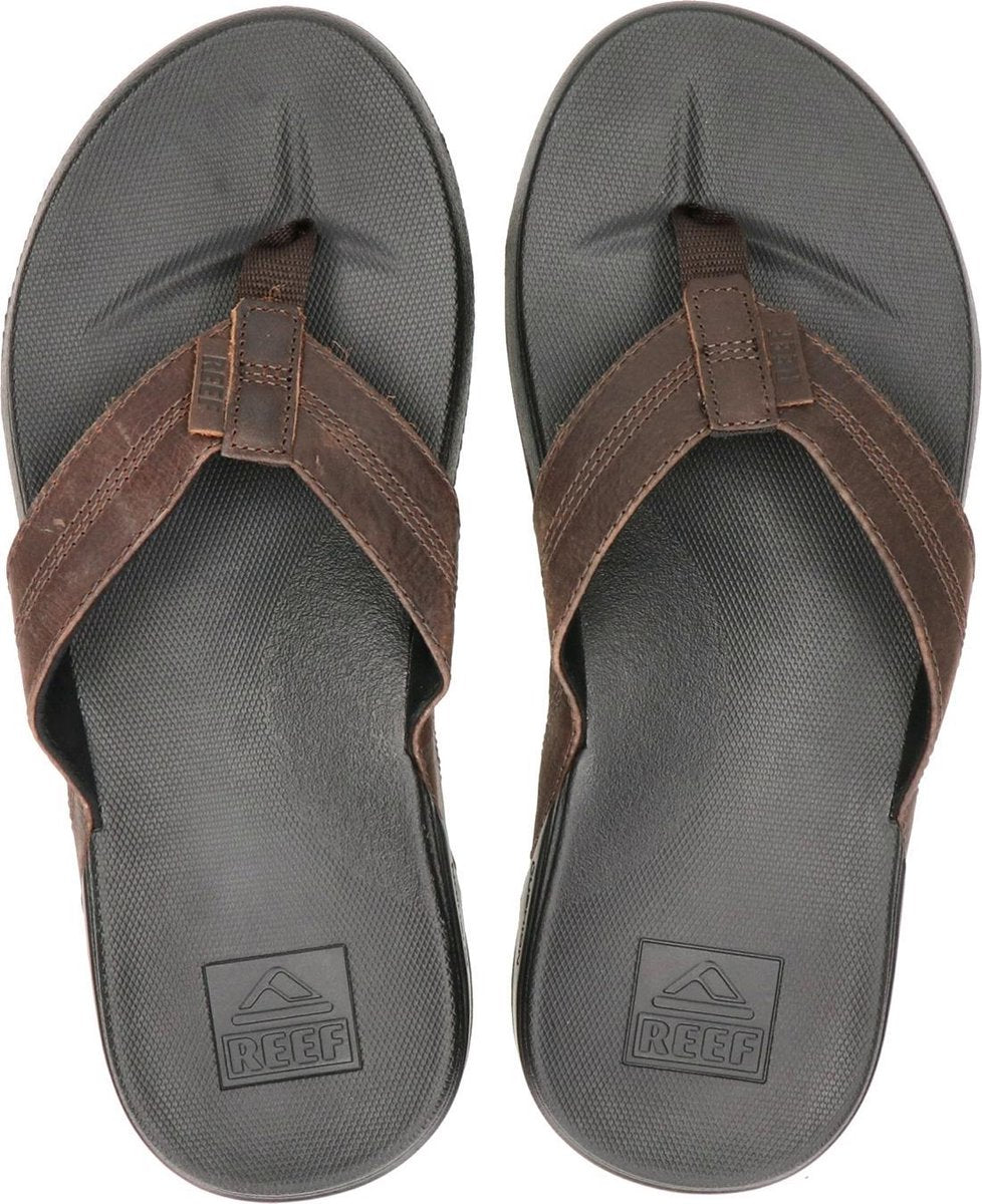 Reef Cushion Phantom Leather Heren Slippers - Black/Brown - Maat 44