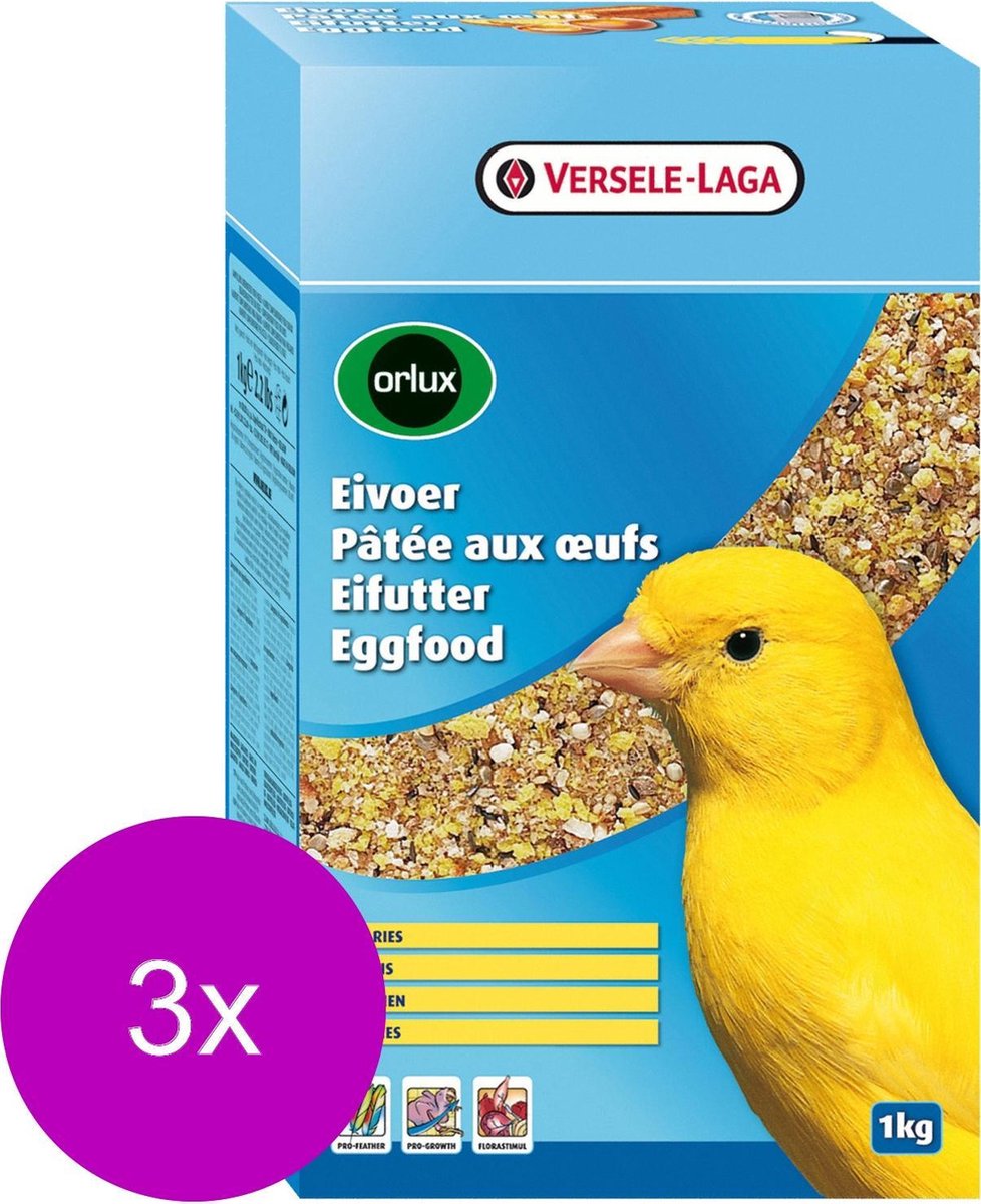 Versele-Laga Orlux Eivoer Droog Kanarie - Vogelvoer - 3 x 1 kg Geel