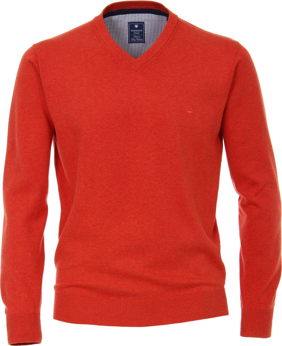 Redmond heren trui katoen - V-hals - warm oranje -  Maat: 3XL