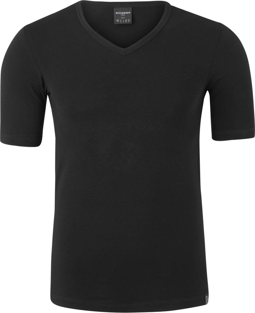 Schiesser 95/5 - heren T-shirt V-hals - zwart -  Maat XXXL