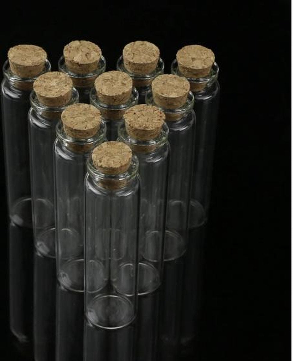 20x Mini Flesjes 20 ML  Met Kurk - Kleine Glazen Lege Glas Flesjes - Transparante Reisflesjes