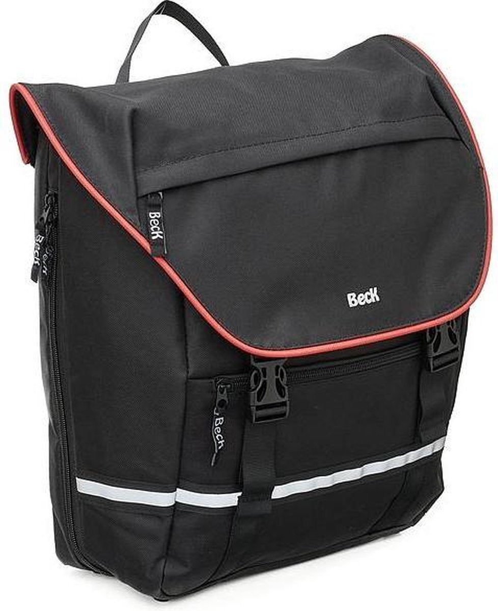 Beck SPRTV Single enkele fietstas zwart met rode bies 15 L