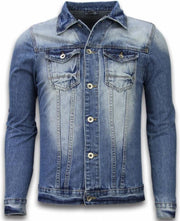 TONY BACKER Spijkerjasje - Spijkerjasje Heren Denim Jacket - Stonewashed Look - Blauw - Maat: M