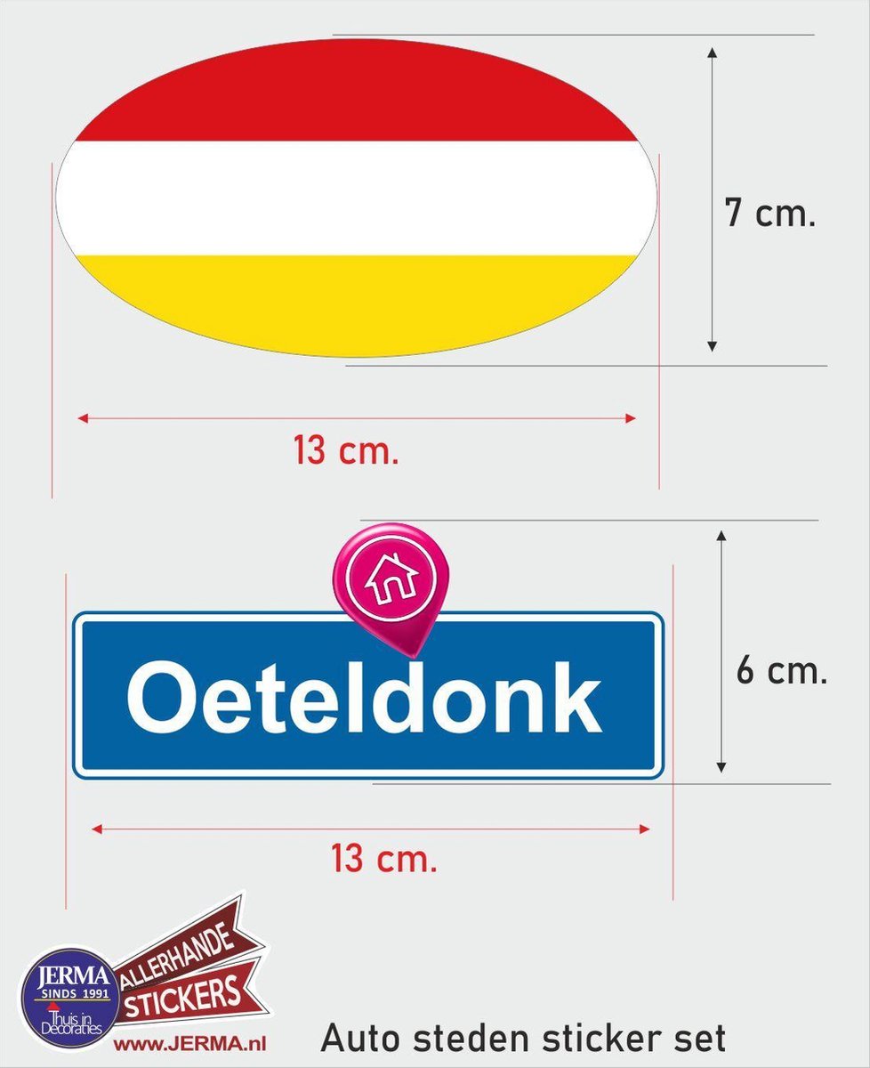 Oeteldonk  vlaggen auto stickers set van 2 stickers