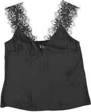 Morgan shiny zwarte blouse top met brede kanten bandjes - valt kleiner - Maat 34