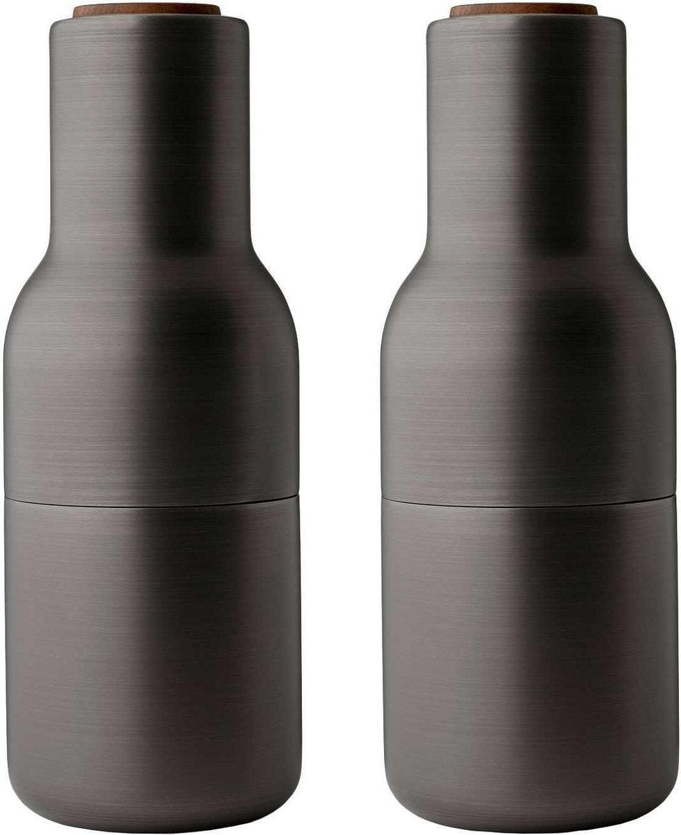 Menu - Bottle Grinder - Peper- en Zoutmolen - Zwart Messing -Set van 2