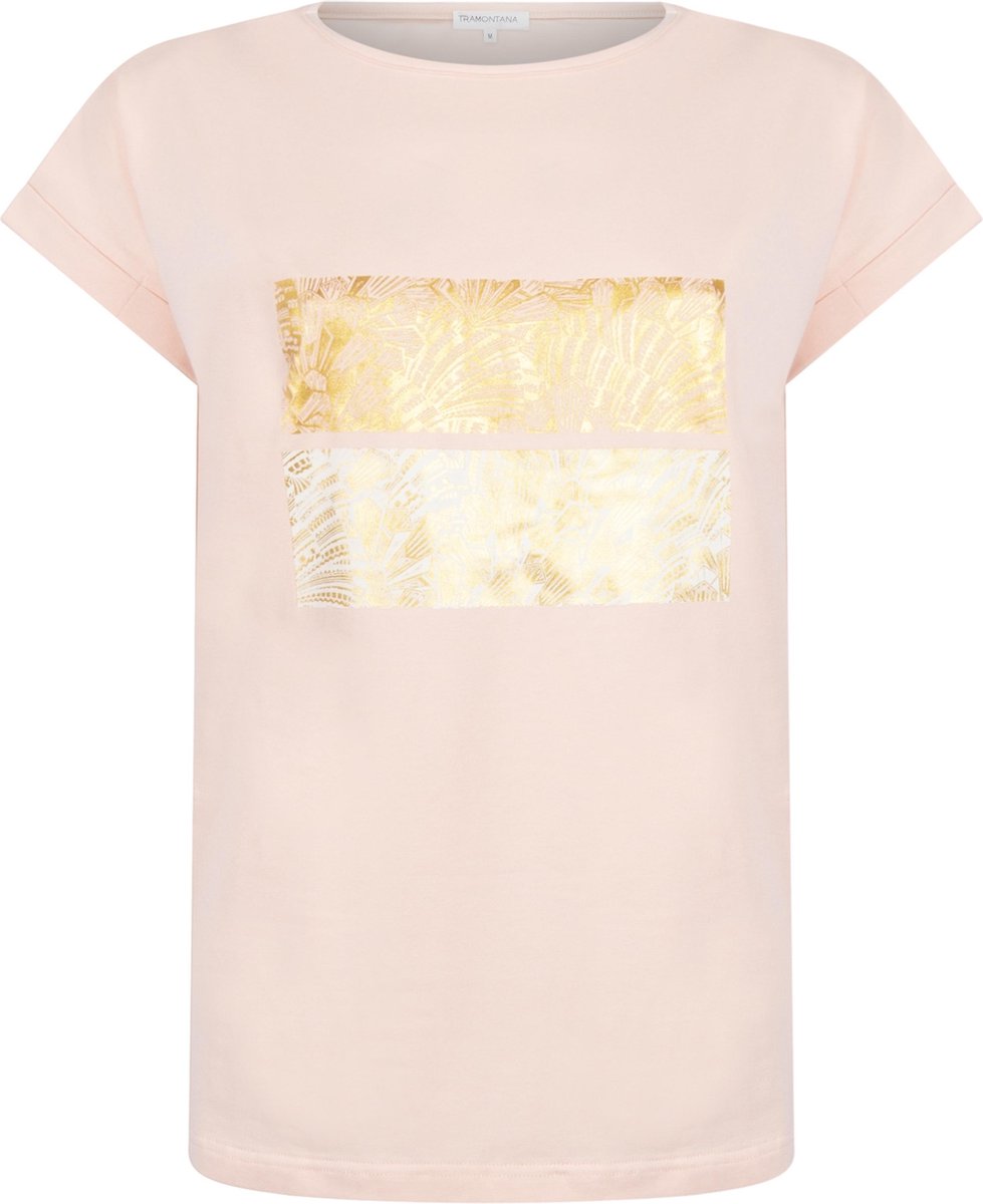 Tramontana | T-Shirt met Art Deco Print | Peach | Maat L