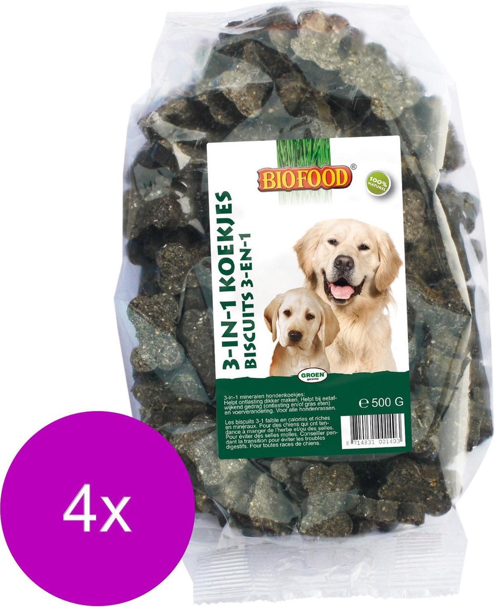Biofood 3 In 1 Koekjes - Hondensnacks - 4 x 500 g