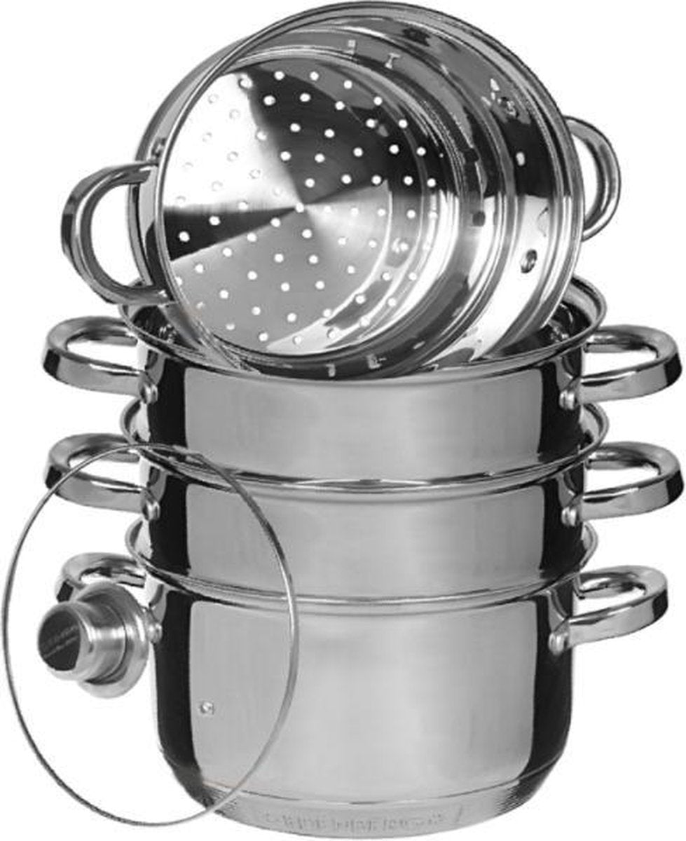 Edënbërg Classic Line - Stoompannenset - Ø 20 cm - 5-delig - Voorzien Van 9-Laags Bodem!