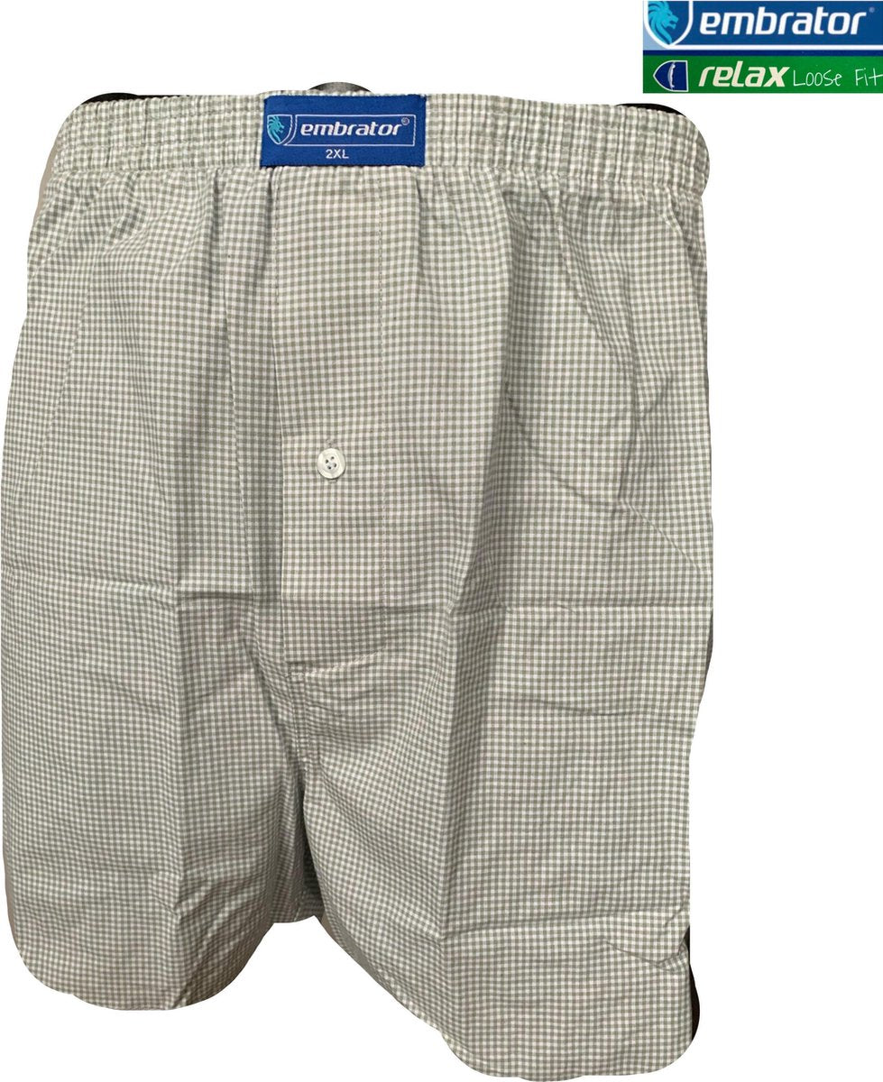 Embrator mannen Boxershort geweven katoen olijfgroen/wit 3XL