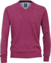 Redmond heren trui katoen - V-hals - donker roze -  Maat XL