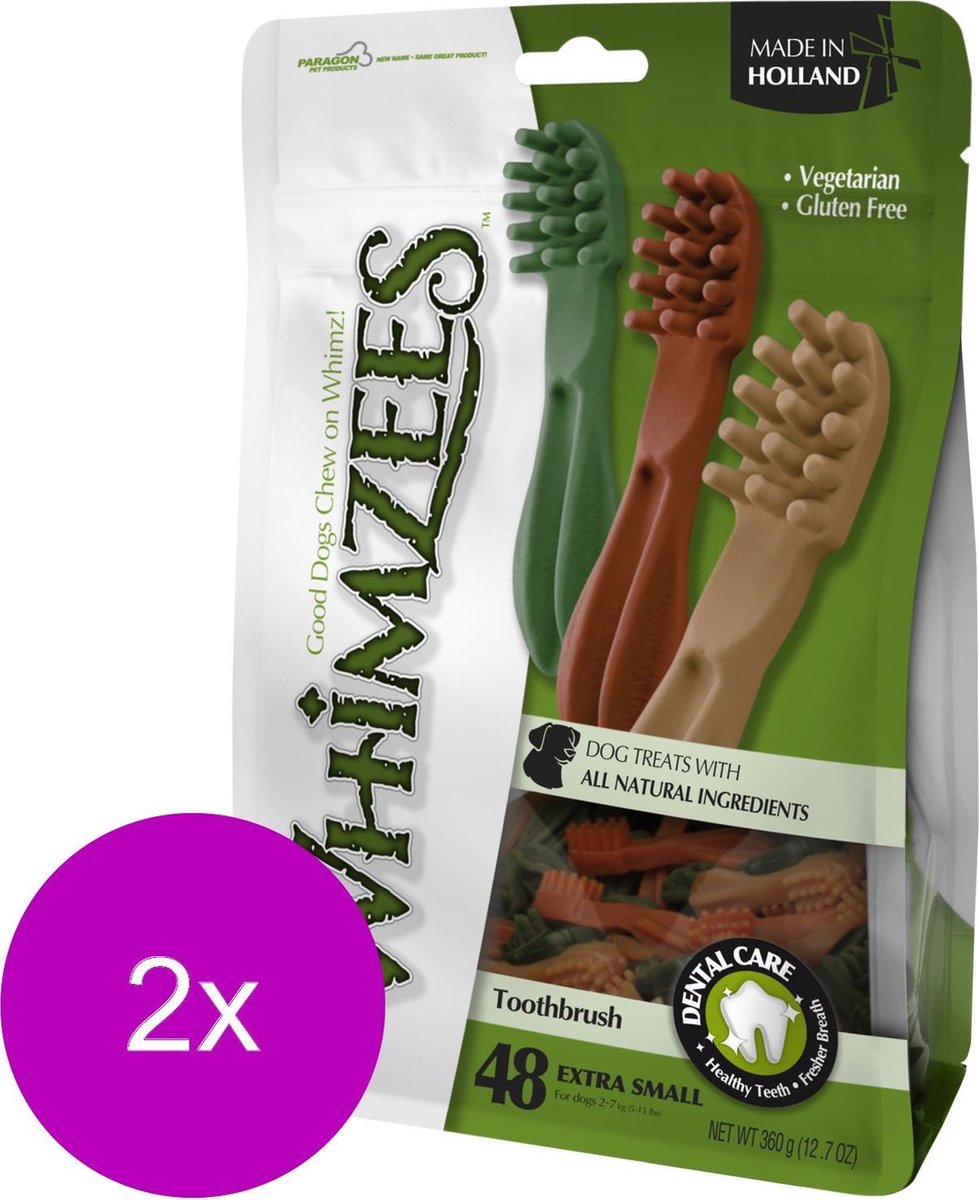 Whimzees Tandenborstel Xsmall - Hondensnacks - 2 x 48x6.4 cm