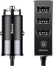 Baseus 4 USB Poorten Auto Oplader - Zwart