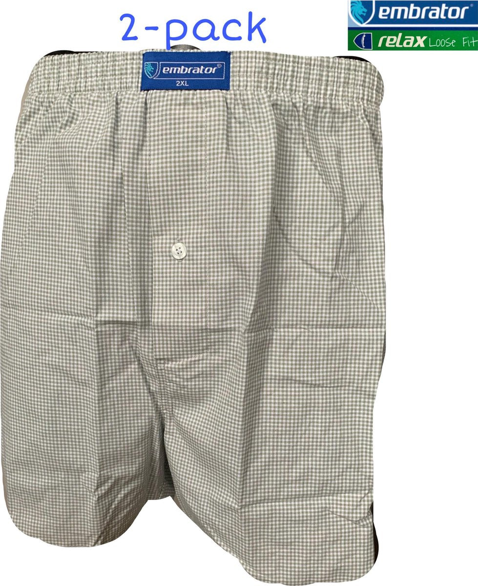 Embrator 2-pack mannen Boxershort geweven katoen olijfgroen 2XL