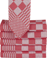 Homéé® theedoeken rood - wit 65x65 cm - Holland Art - geblokt - 100% katoen - 6 stuks