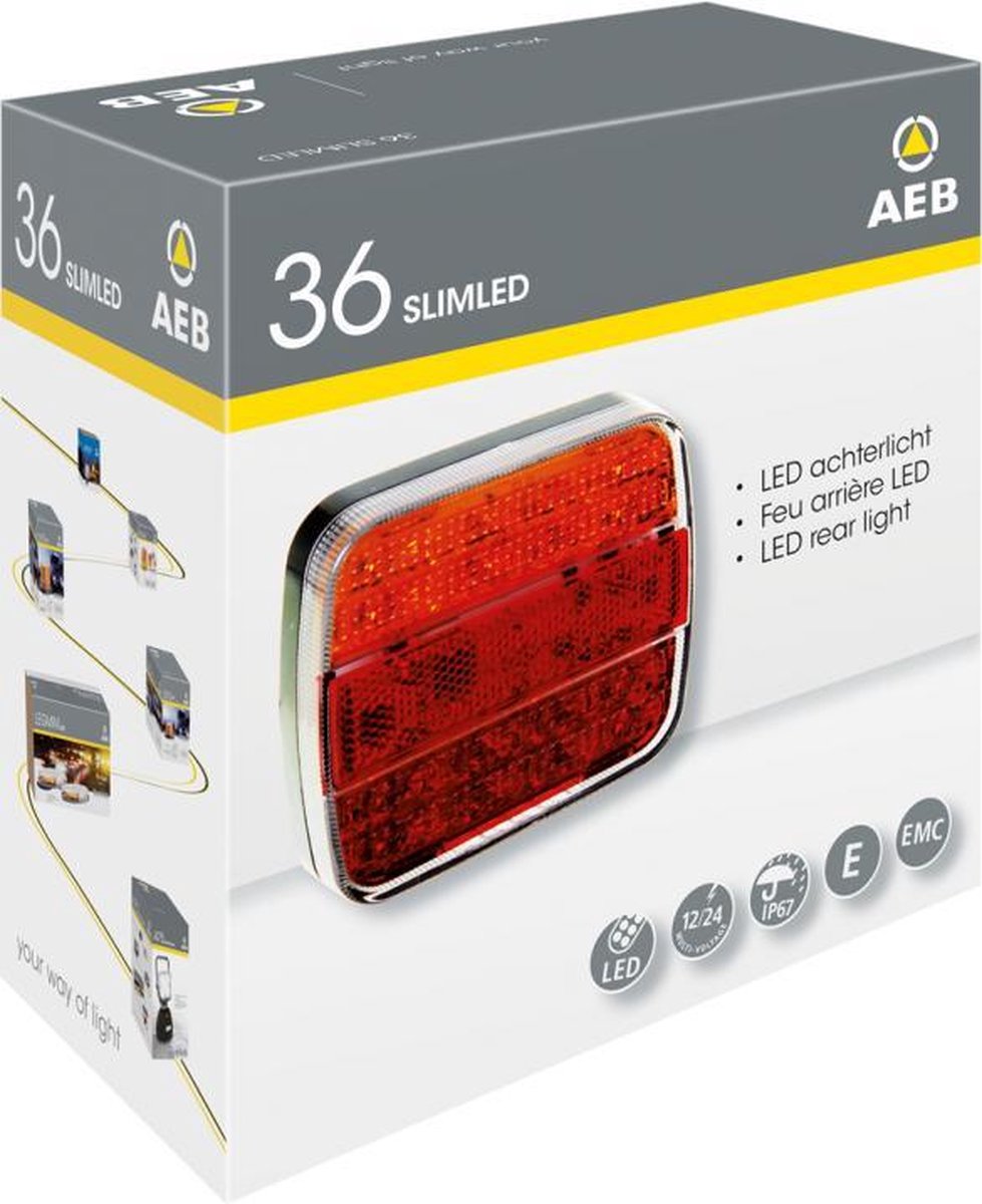 AEB Slimled-LED achterlicht-12/24 V-105 x 95 x 28 mm