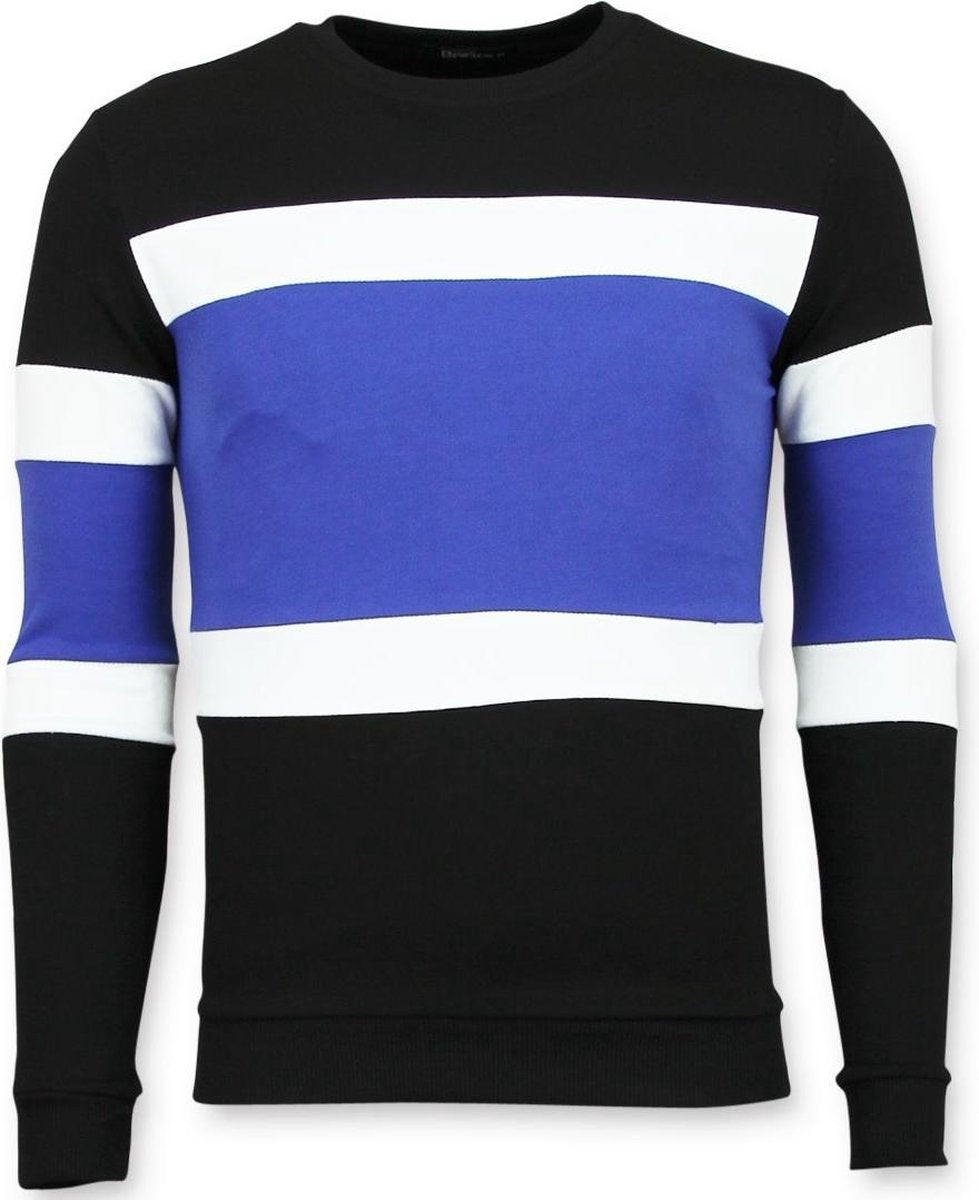 Enos Striped Sweater Mens - Heren Sweater Sale - Blauw - Maten: L