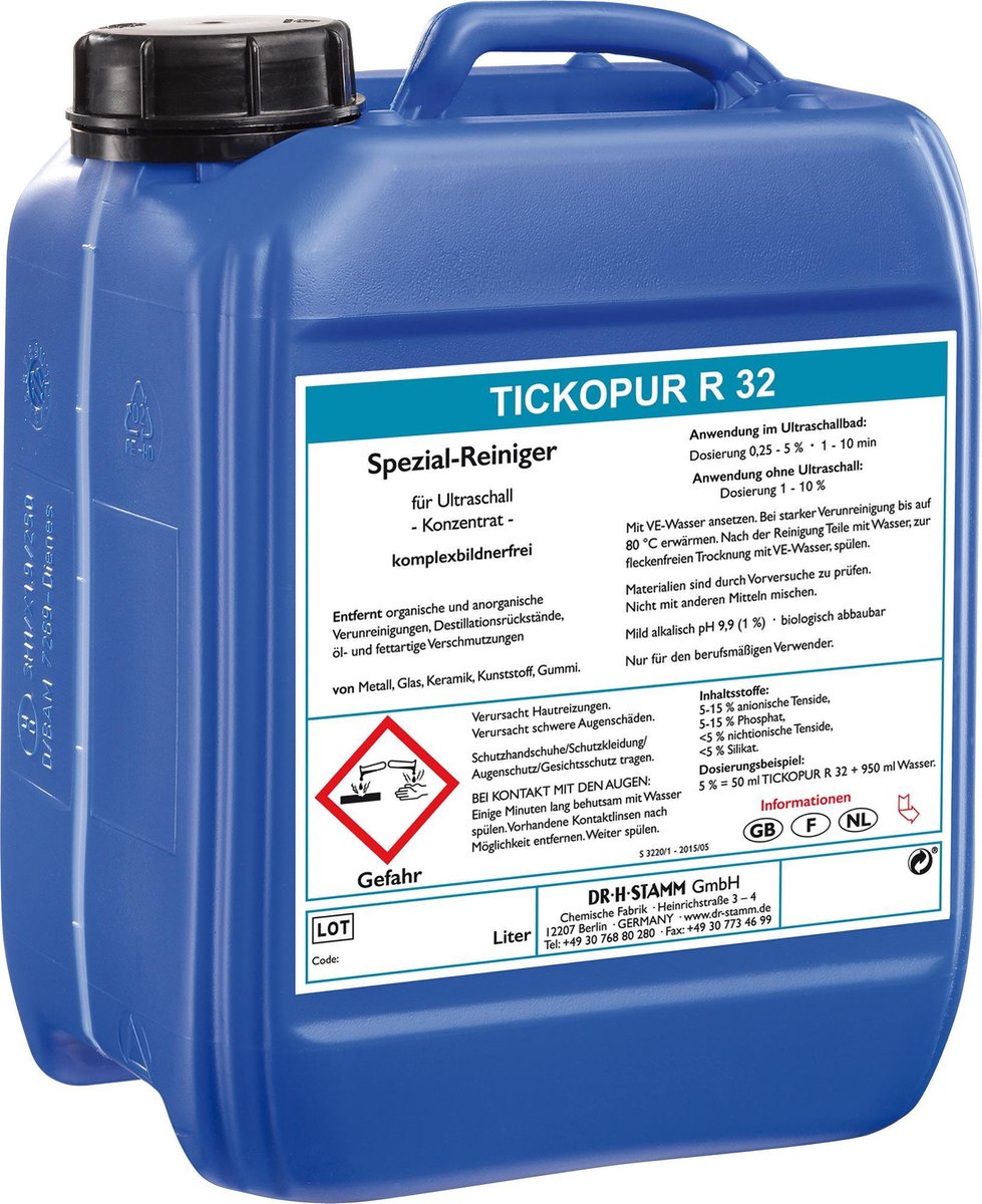 TICKOPUR R32 - 5L Reinigingsconcentraat voor gegalvaniseerde onderdelen (ultrasoon vloeistof - reinigings - reiniger - reinigingsmiddel - middel)