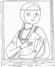 Monumi - Schilderdoek XXL om in te kleuren "Lady with an Ermine"