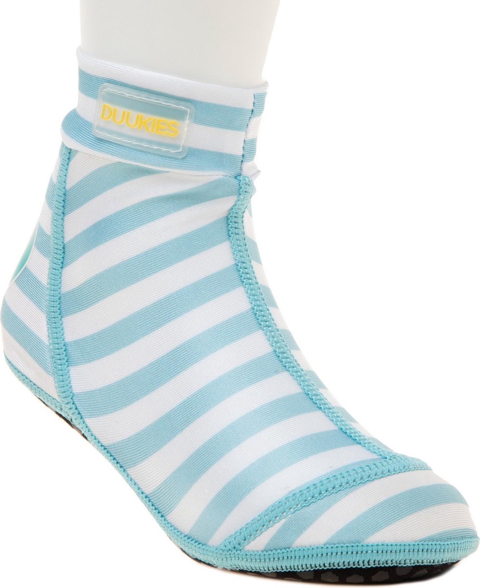 Duukies - Jongens UV-strandsokken - Baby Blue - Blauw gestreept - maat 24-25EU