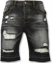 Enos Korte Broeken Heren - Slim Fit Ripped Shorts - Zwart - Maten: 28