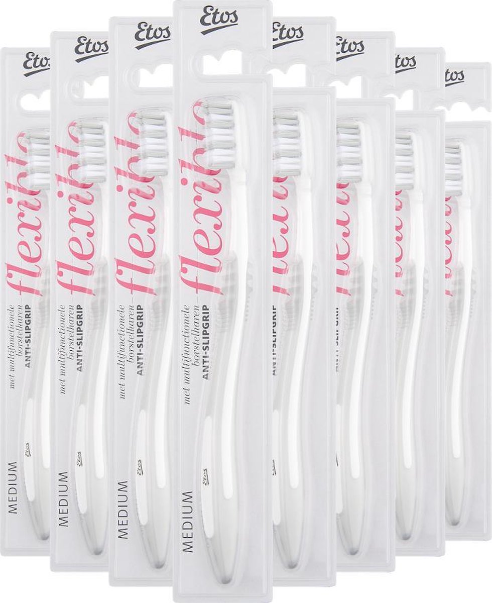 Etos Medium Flexibele Tandenborstel - multipack - 8 stuks