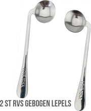 Allernieuwste 2 stuks Gebogen Schuine Lepels - Aangepast bestek - Pols Beperkt - RVS 17 x 3.8 cm