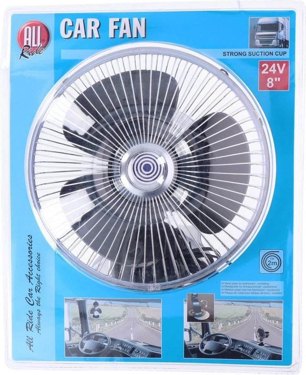 Vrachtwagen ventilator met sterke zuignap 24V - Truckventilator 20 cm