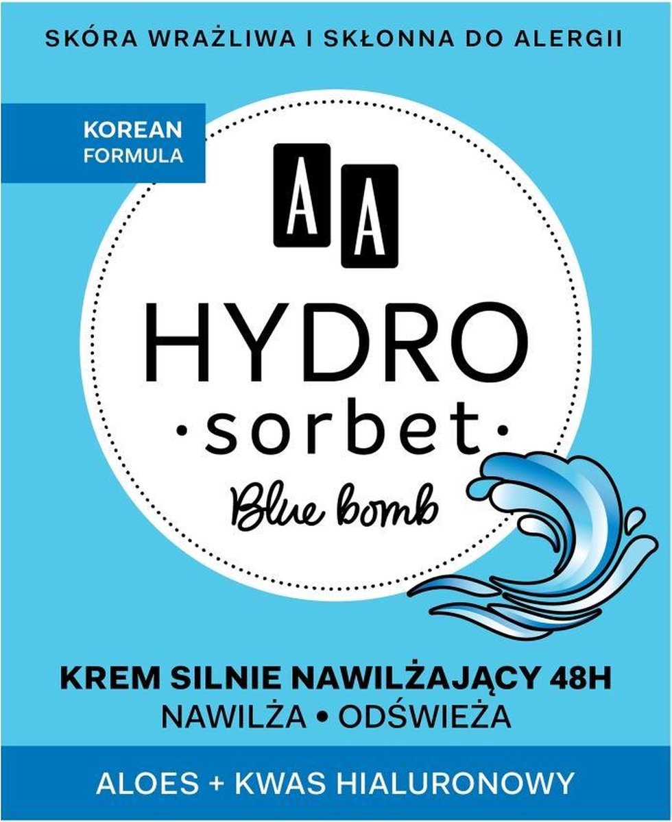 Aa - Hydro Sorbet Korean Formula Blue Bomb Strongly Moisturizing Cream 48H 50Ml