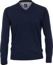 Redmond heren trui katoen - V-hals - blauw -  Maat: 5XL