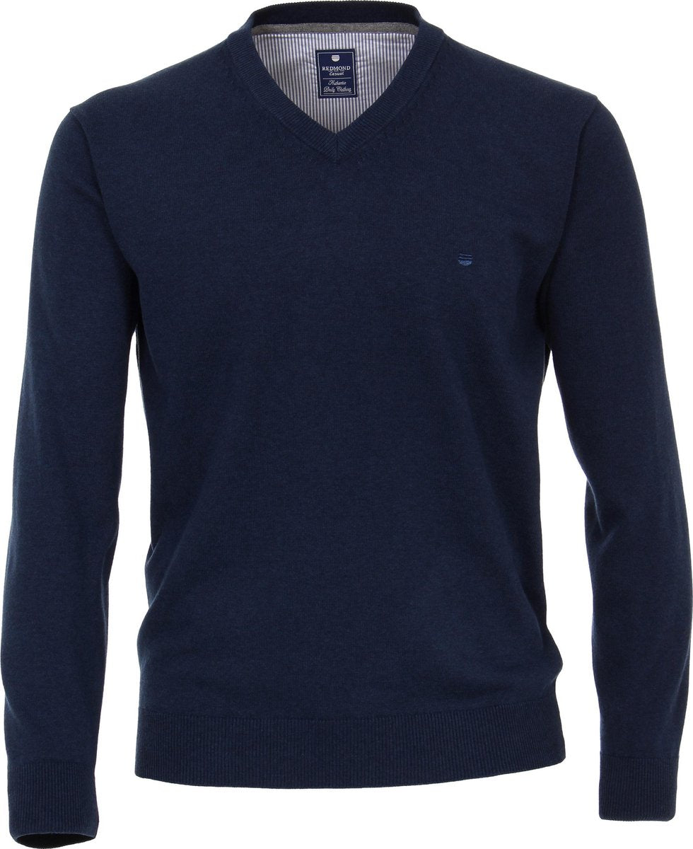 Redmond heren trui katoen - V-hals - blauw -  Maat: 5XL