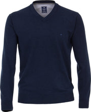 Redmond heren trui katoen - V-hals - blauw -  Maat L