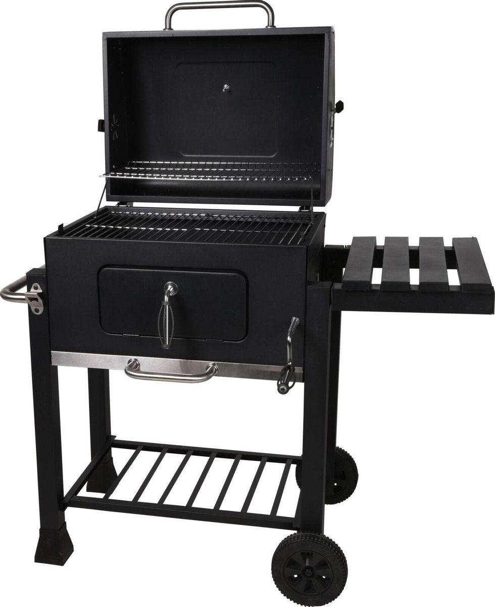 Houtskool BBQ op wielen + tafel | Mat zwart - X86000060
