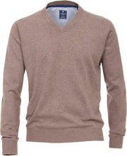 Redmond heren trui katoen - V-hals - beige -  Maat M