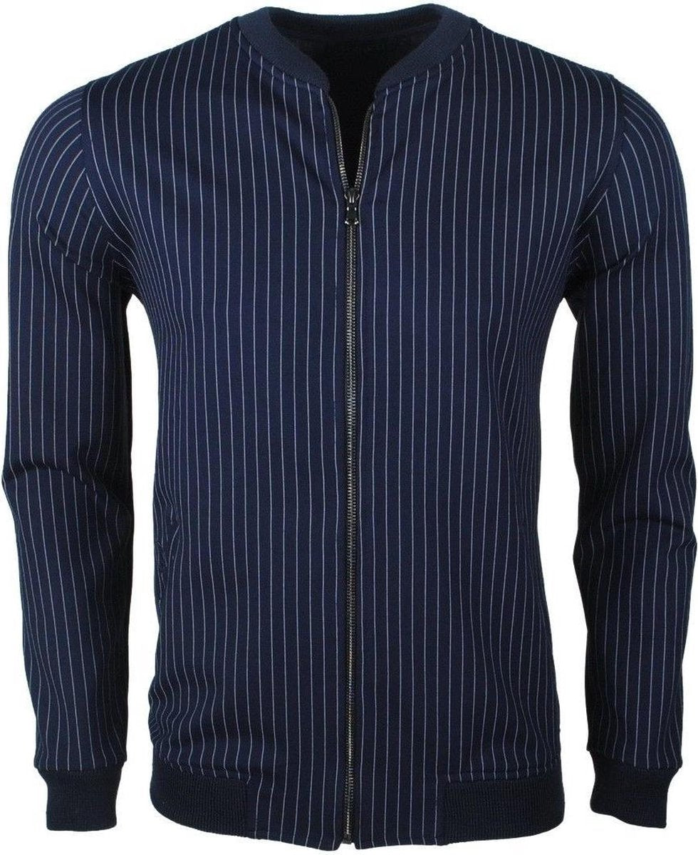 Ferlucci - Exclusief  Heren Vest -  Bomber model - Navy met krijtstreep