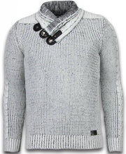 BN8 BLACK NUMBER Gebreide Heren Trui - Exclusive Sjaalkraag Knopen - Grijs - Maten: L