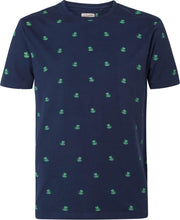 Petrol Industries - Heren Miniprint t-shirt - Donker blauw - Maat XXL