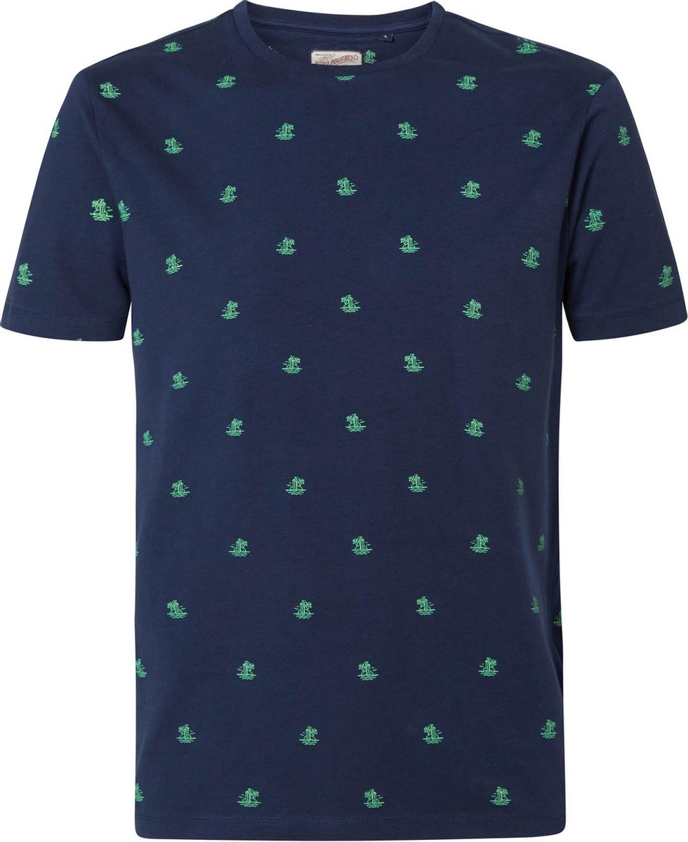 Petrol Industries - Heren Miniprint t-shirt - Donker blauw - Maat XXL