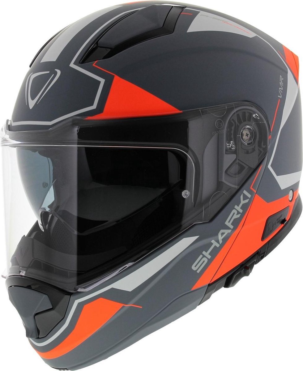 Vemar systeemhelm Sharki Cutter mat grijs fluo oranje M