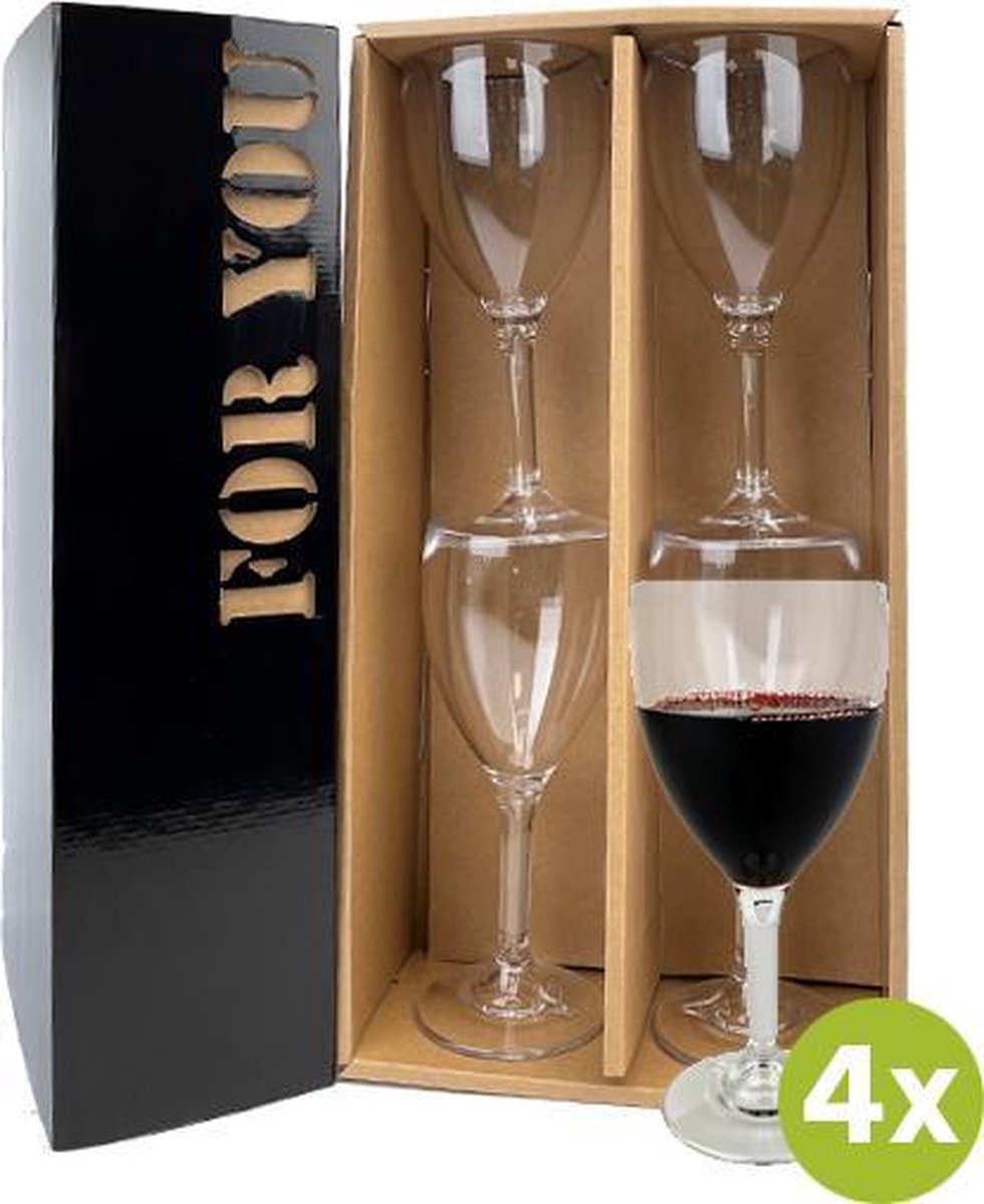4x Wijnglas Nantes 25cl cadeauset | Onbreekbare kunststof / plastic drinkglazen