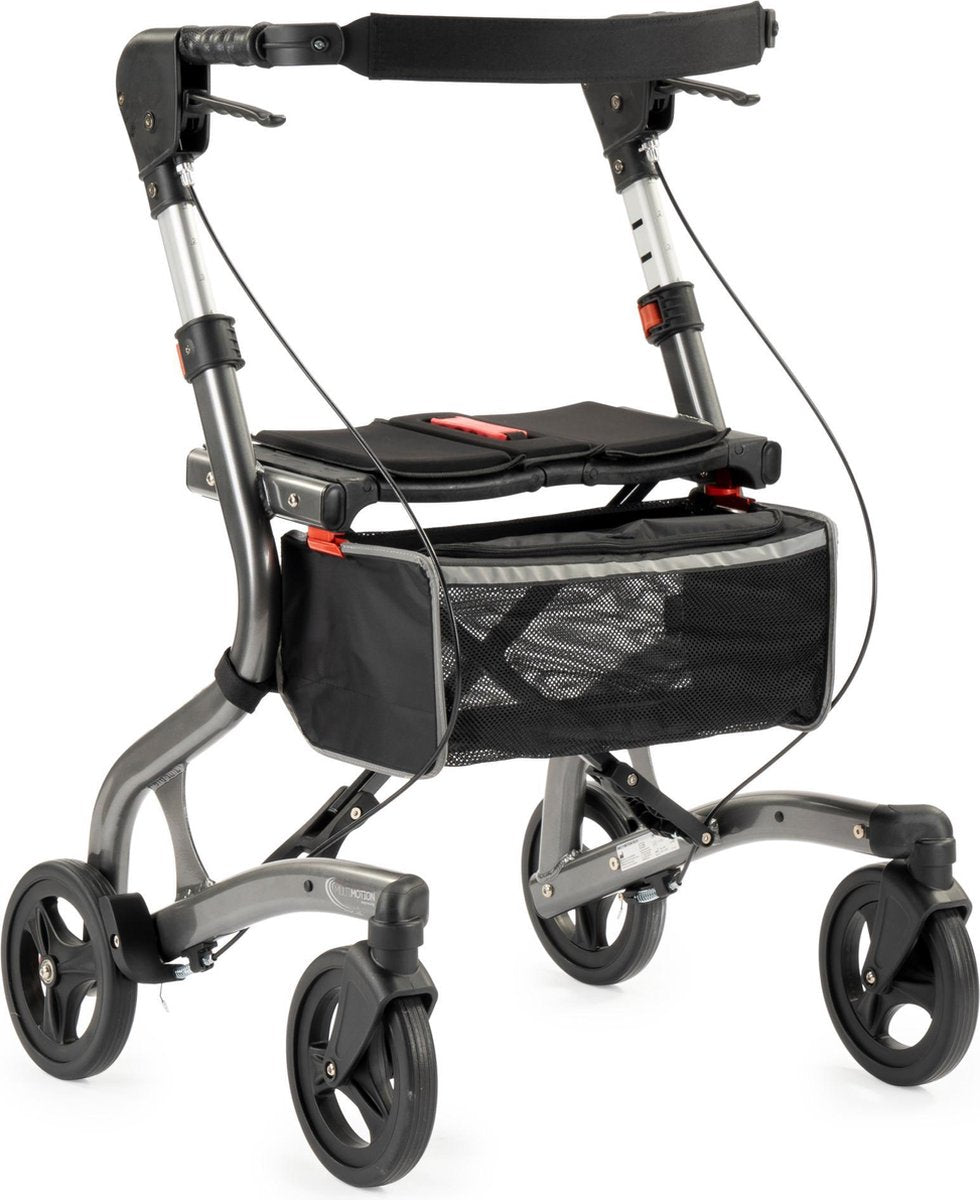 MultiMotion Trollimaster RG70 Rollator Standard - Kleur:Donkergrijs - Zithoogte 60cm (lengte vanaf 1.65cm)