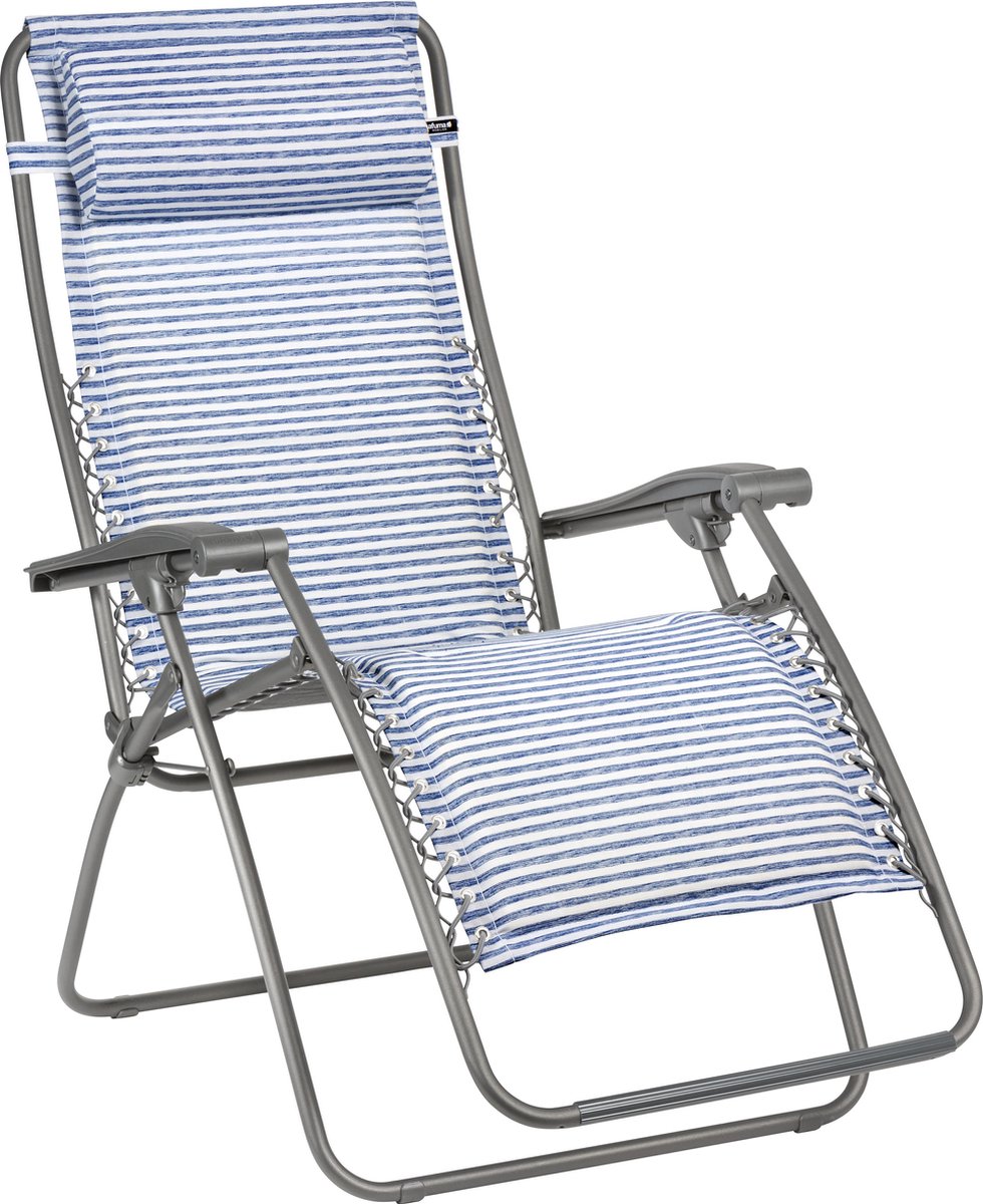 Lafuma RSX Polycoton mat. Relaxstoel - Inklapbaar - Verstelbaar - Marine gestreept