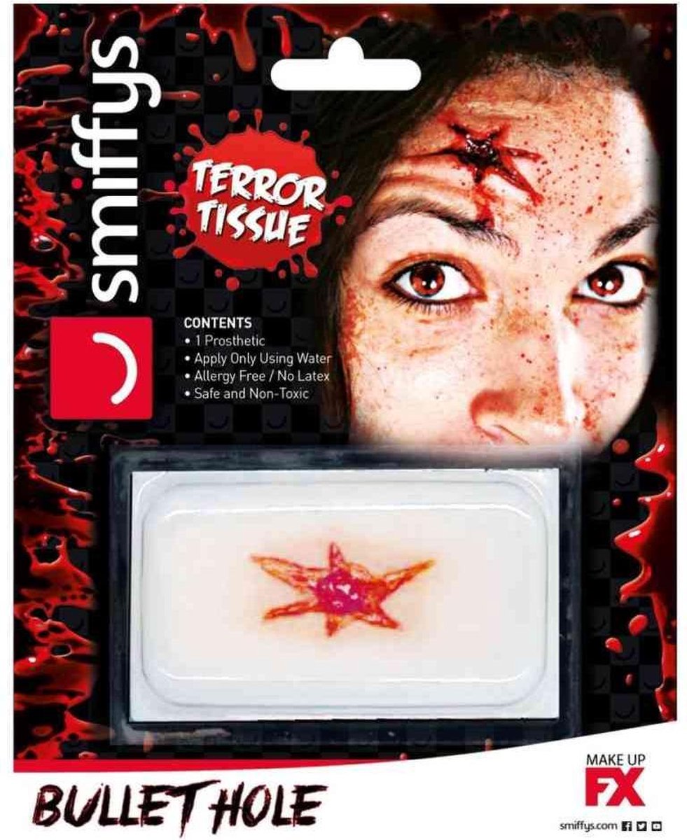 Smiffys Nepwond Horror Transfer Bullet Hole Rood