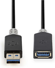 USB-Kabel | USB 3.2 Gen 1 | USB-A Male | USB-A Female | 5 Gbps | Verguld | 2.00 m | Rond | PVC | Antraciet | Window Box